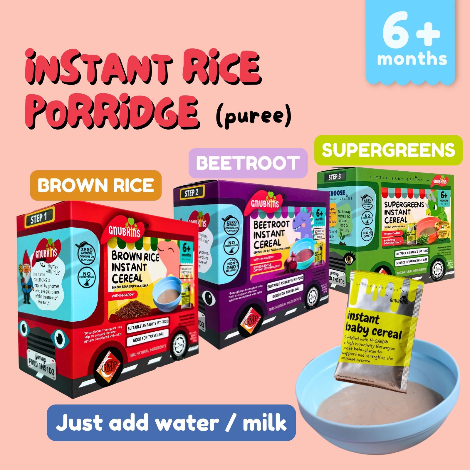 Instant Rice Porridge (Puree) - 3 Flavours (6 Months Onwards)
