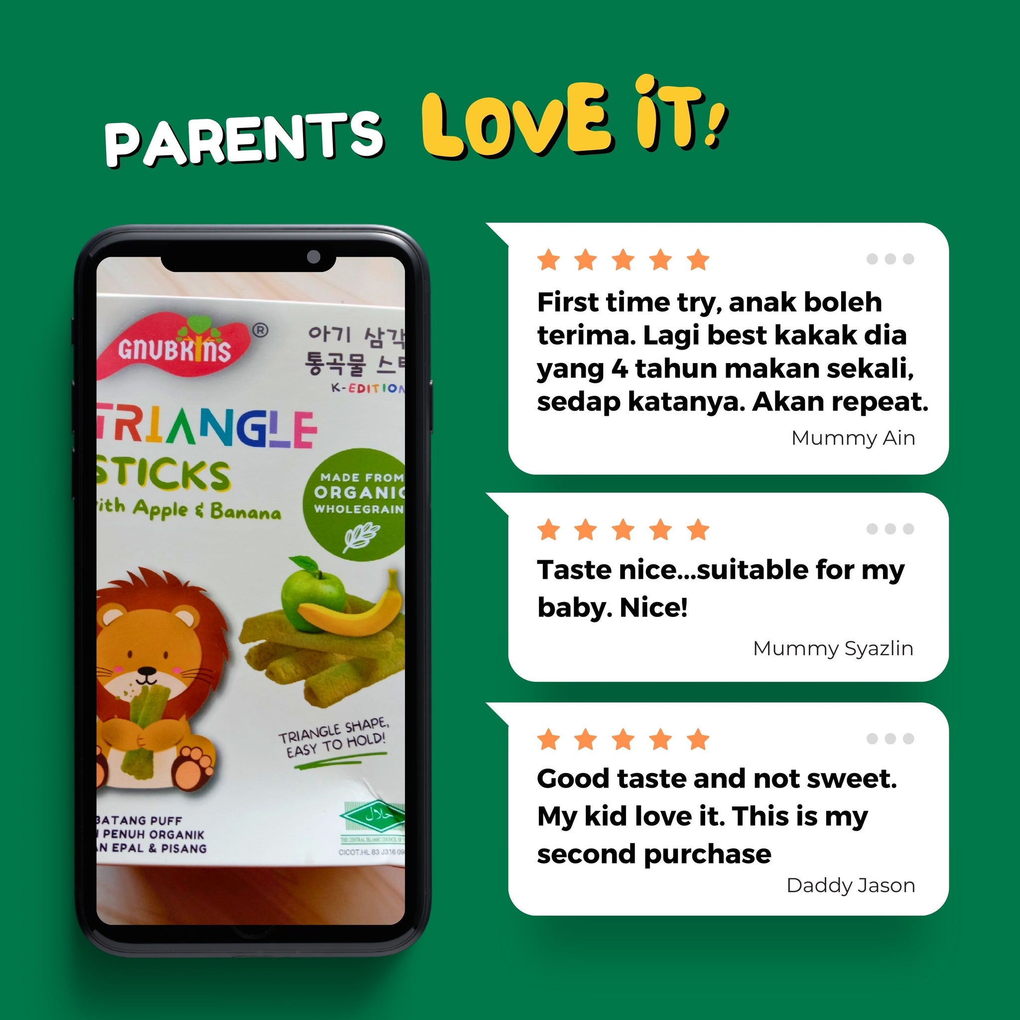 Triangle Sticks Organic Snack - 2 Flavours (6 months onwards)