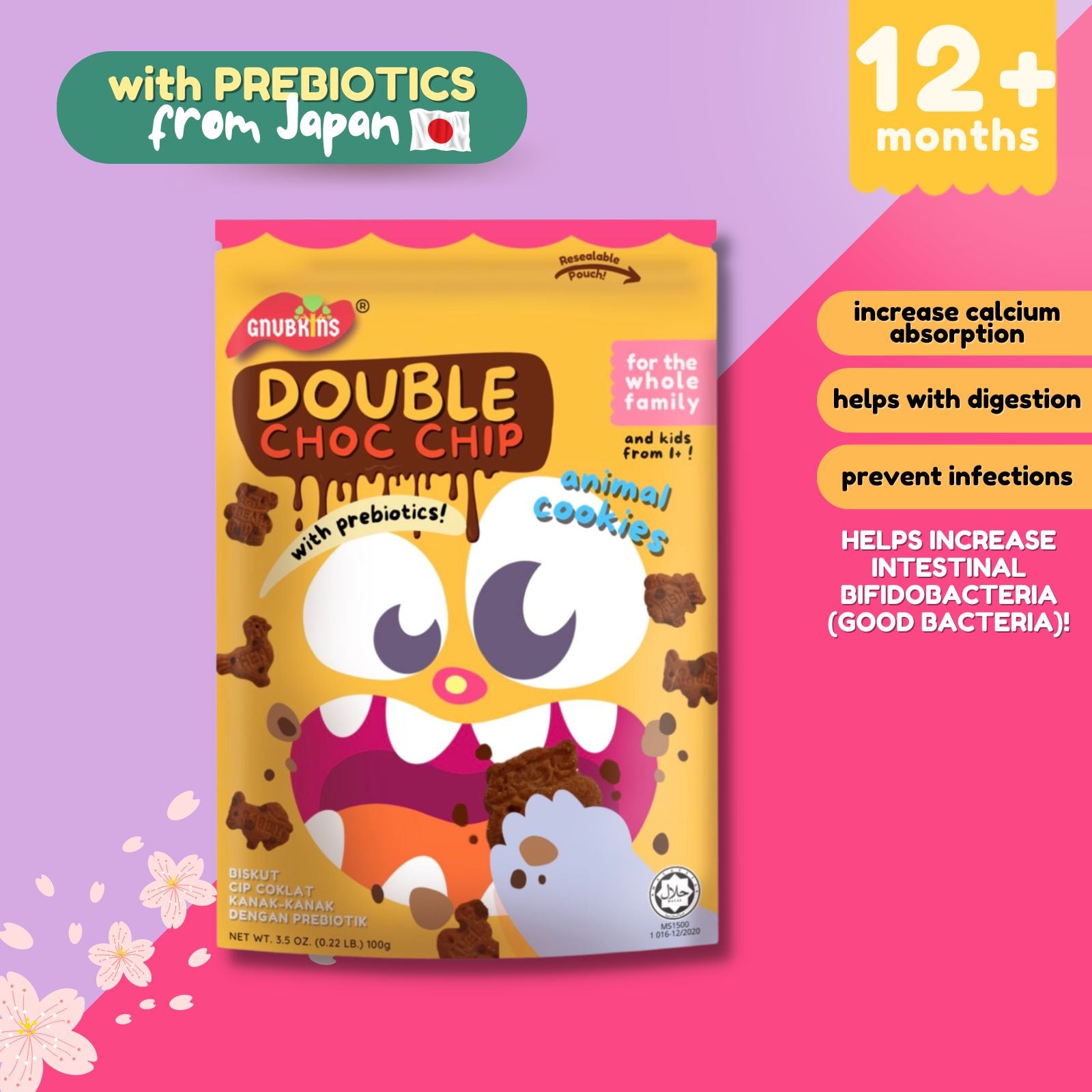 Prebiotic Kids Cookies 100g - 2 flavours (12 months till adult)