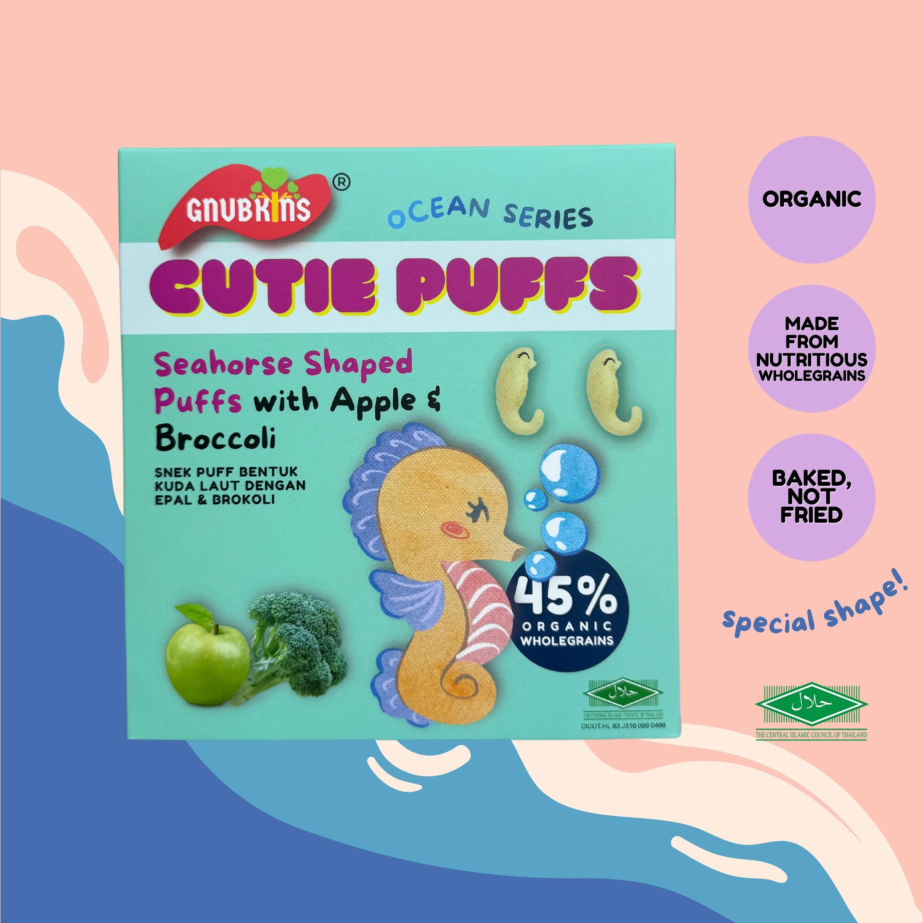 Organic Seahorse Shaped Puffs with Apple & Broccoli (6 months onwards)